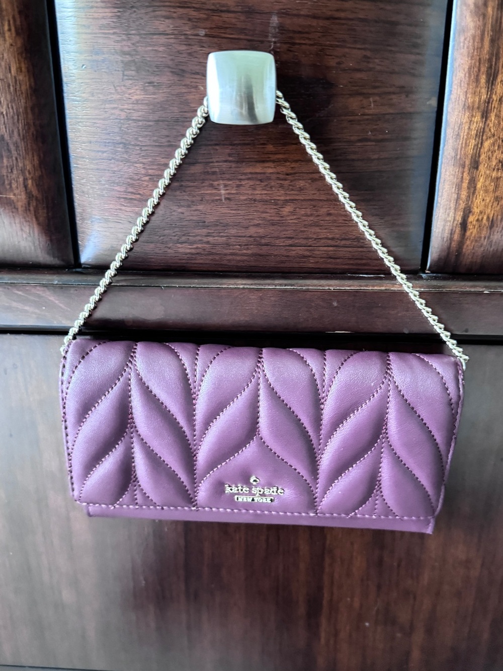 kate spade Quilted Plum Chain Wristlet